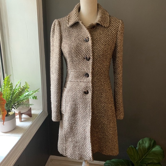 Ann Taylor Loft Tweed Button Up Peacoat 